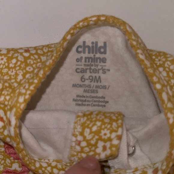 Carter’s 6-9M “Little Sister” Double Zip Footed Onesie - Picture 3 of 4